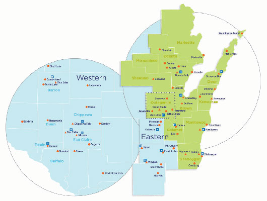 network map of Wisconsin